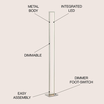 Johan 59.5" Modern Minimalist Aluminum Integrated Tower LED Floor Lamp - JONATHAN Y